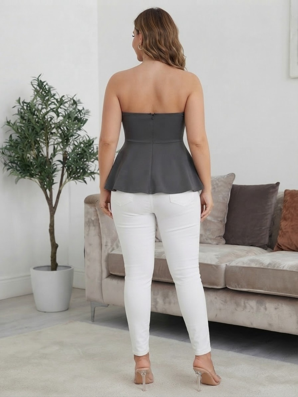H&M BANDEAU PEPLUM TOP - Picture 3 of 7